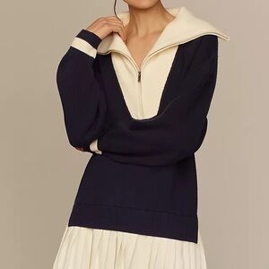 Maeve Flat White Varsity Sweater Twofer Mini Dress